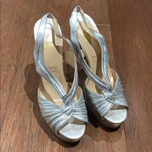Louboutin silver high heeled platform sandals